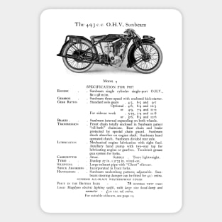 Sunbeam motorbike catalogue entry from 1927 Magnet